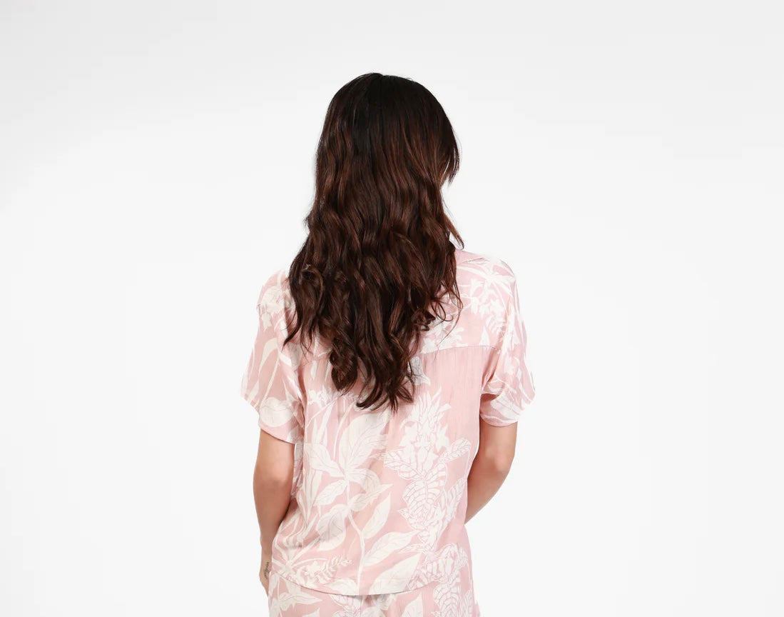 ST BARTH ROSE UBER PRINT CROP SHIRT