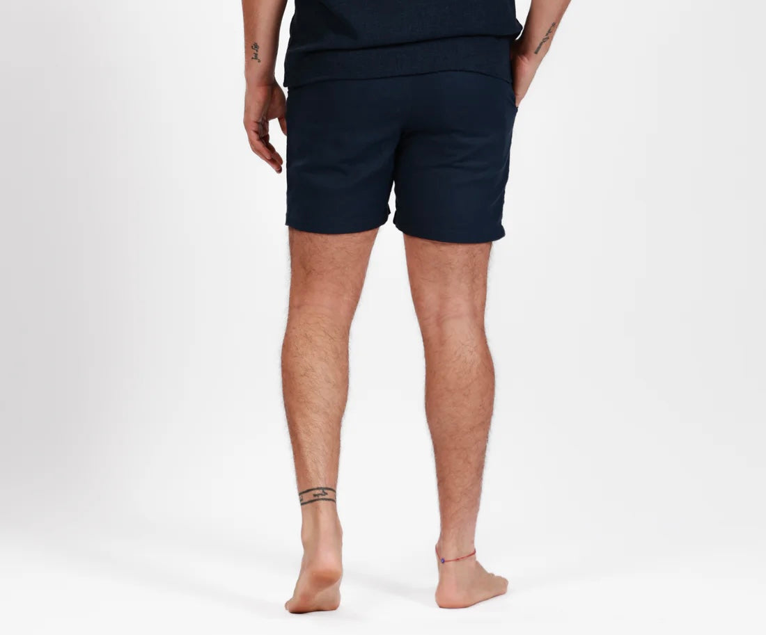 NAVY LINEN SHORTS