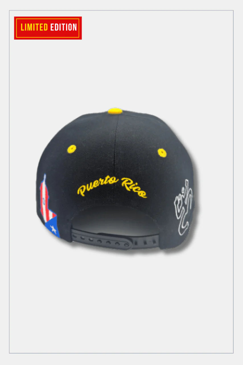 Puerto Rico Hat - Black 5D Embroidered Snapback With Patches Tainowears