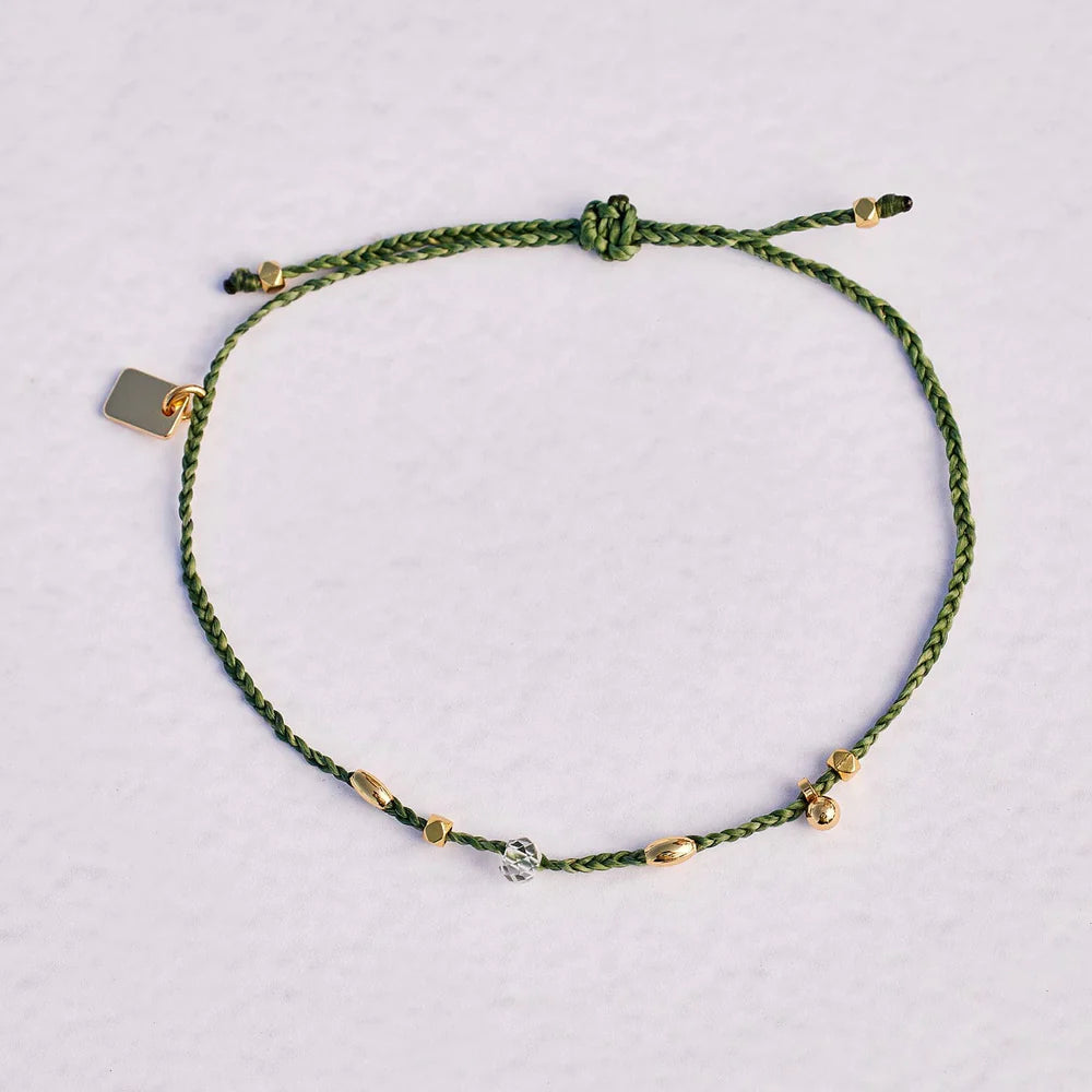 Raw Stone & Bead Gold Dainty Bracelet