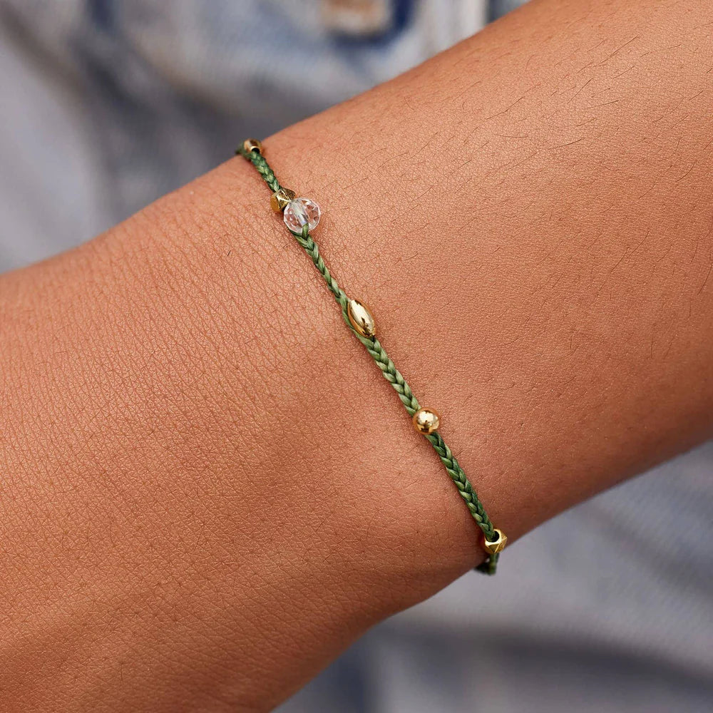 Raw Stone & Bead Gold Dainty Bracelet