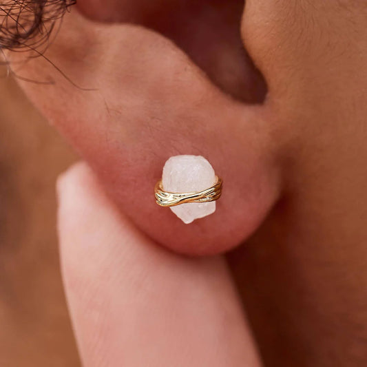 Raw Clear Quartz Stud Earring