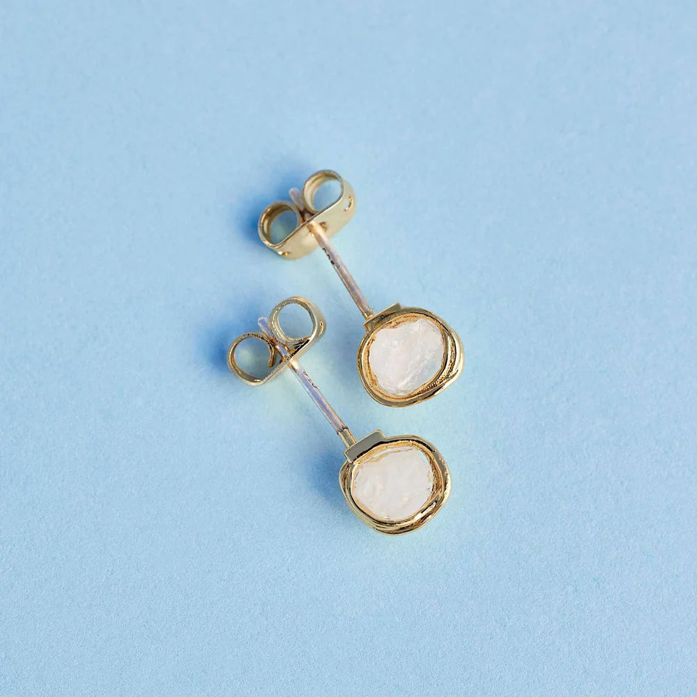 Raw Clear Quartz Stud Earring