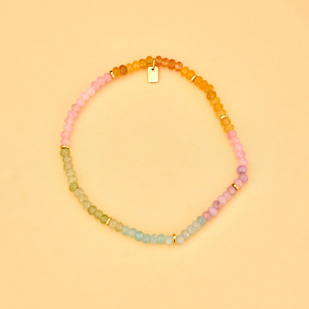 Ombre Rainbow Bead Stretch Anklet