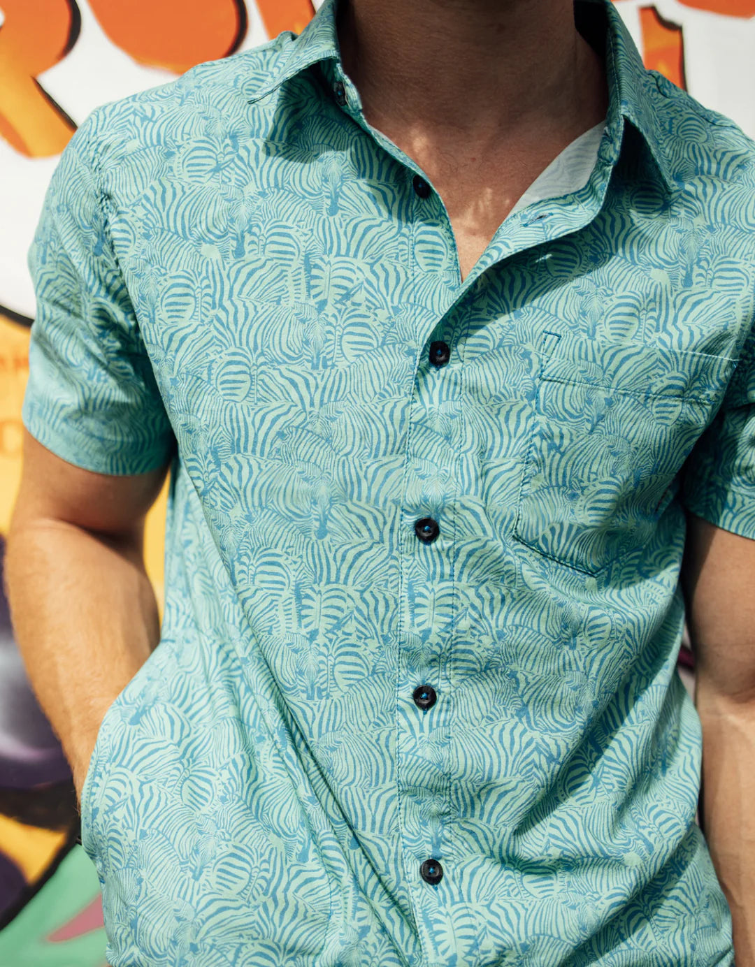 Too Many Lines Zebra Button Up
