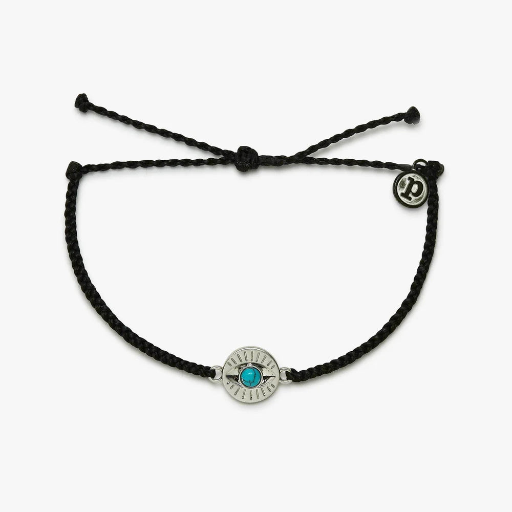 Gemstone Eye Coin Silver Bracelet