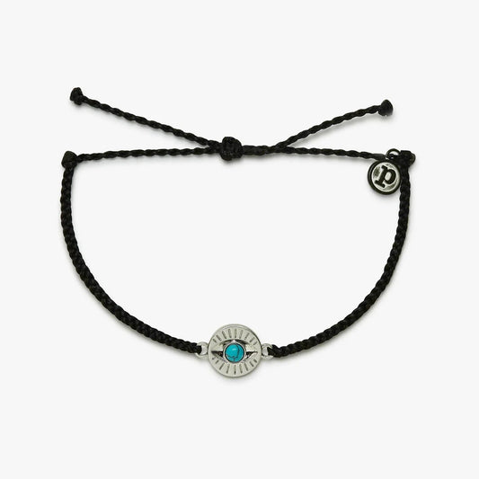 Gemstone Eye Coin Silver Bracelet