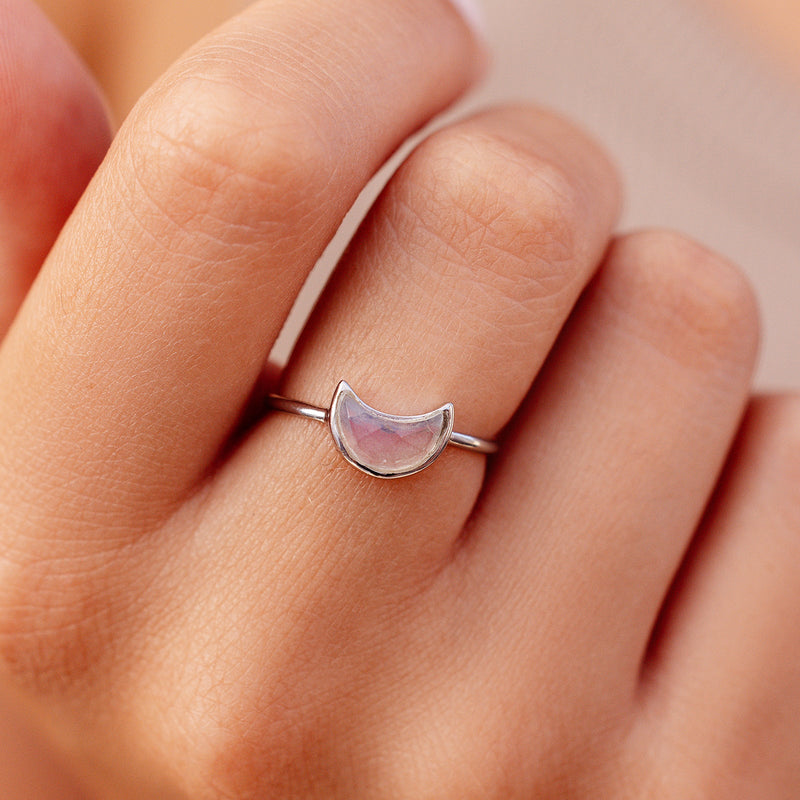 Moonstone Moon Ring