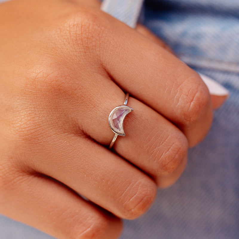 Moonstone Moon Ring