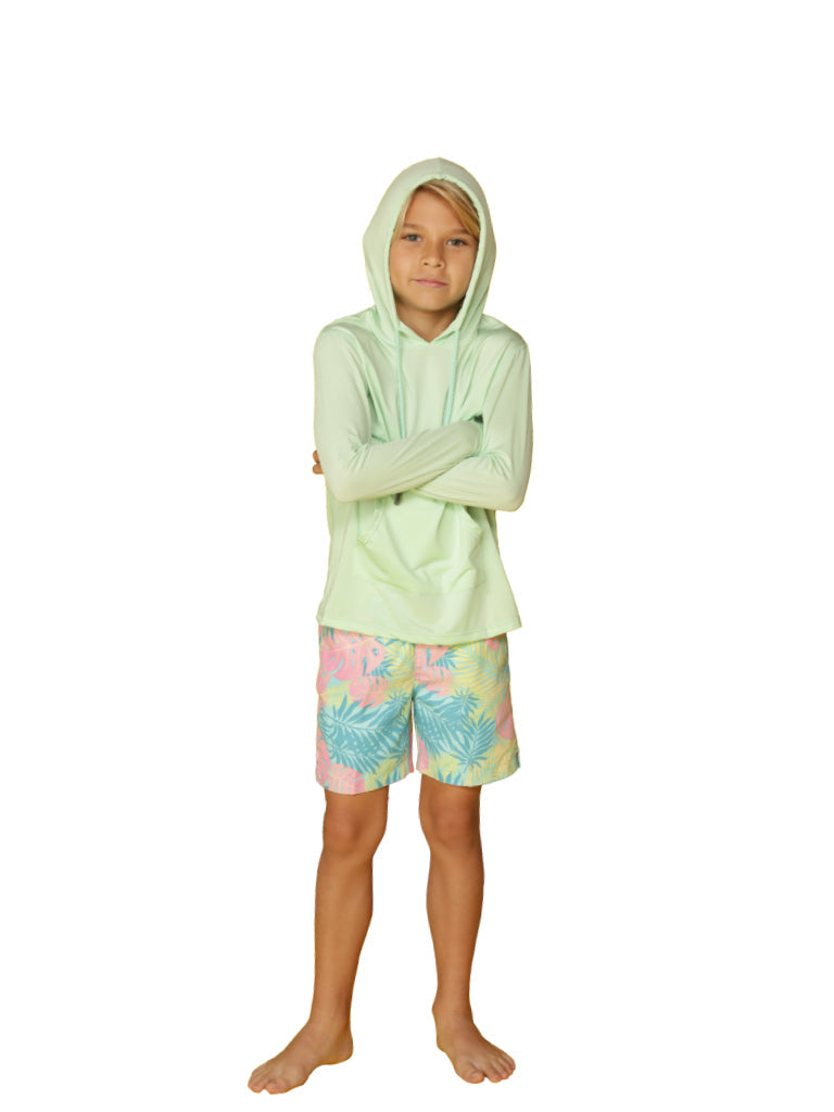 BOY'S LONG SLEEVE SOLID COLOR HOODIE - MINT
