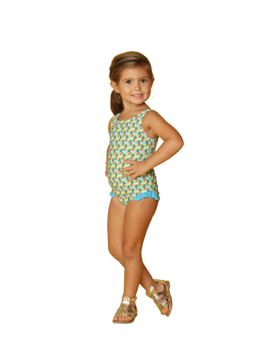 Side Leg Ruffle One Piece