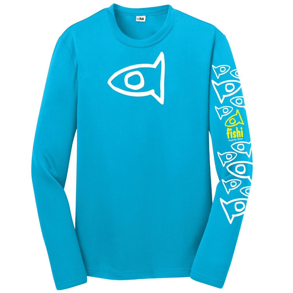 Fishi Pattern Loose Fit Youth Ls - Atomic Blue