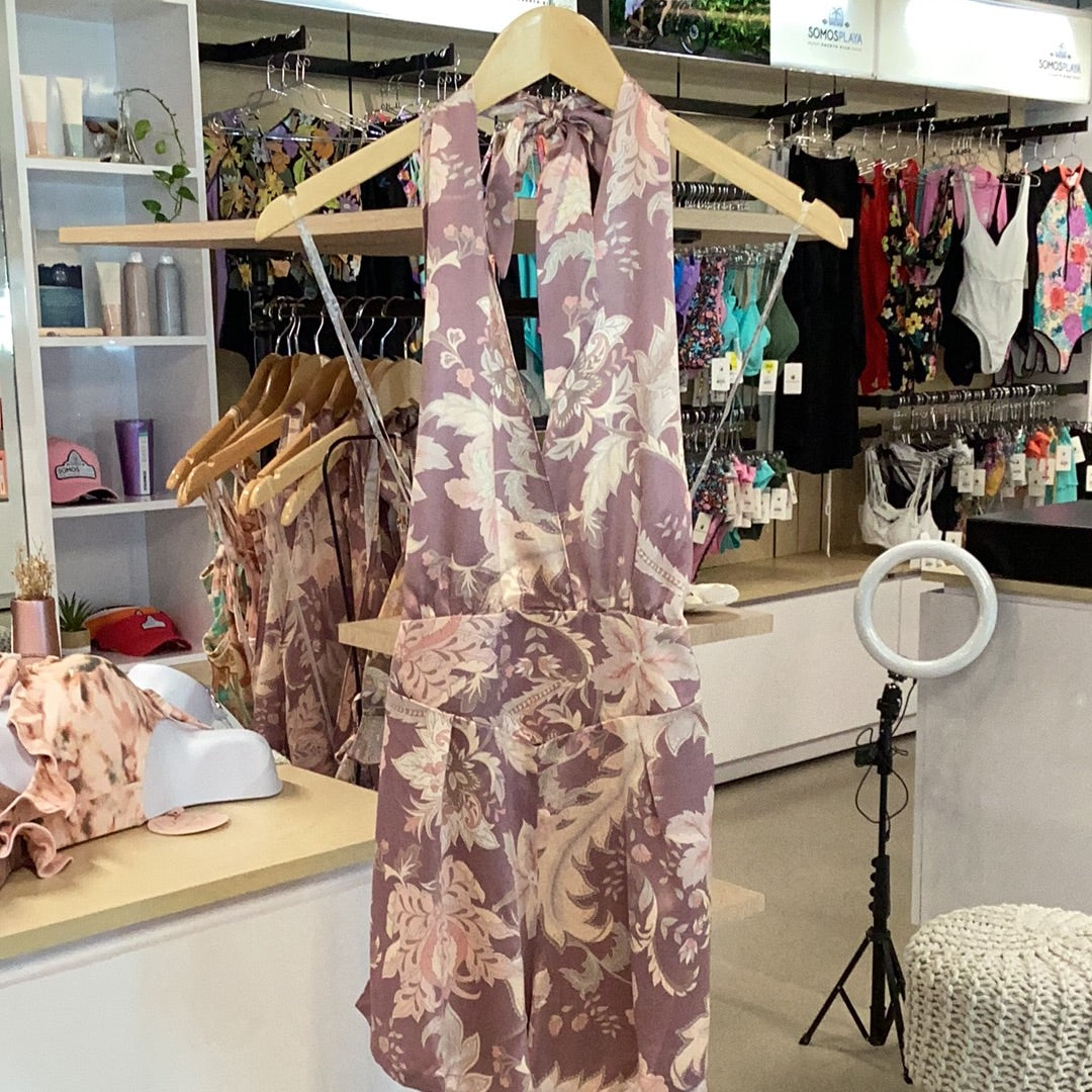 Silky Romper Eggplant Floral