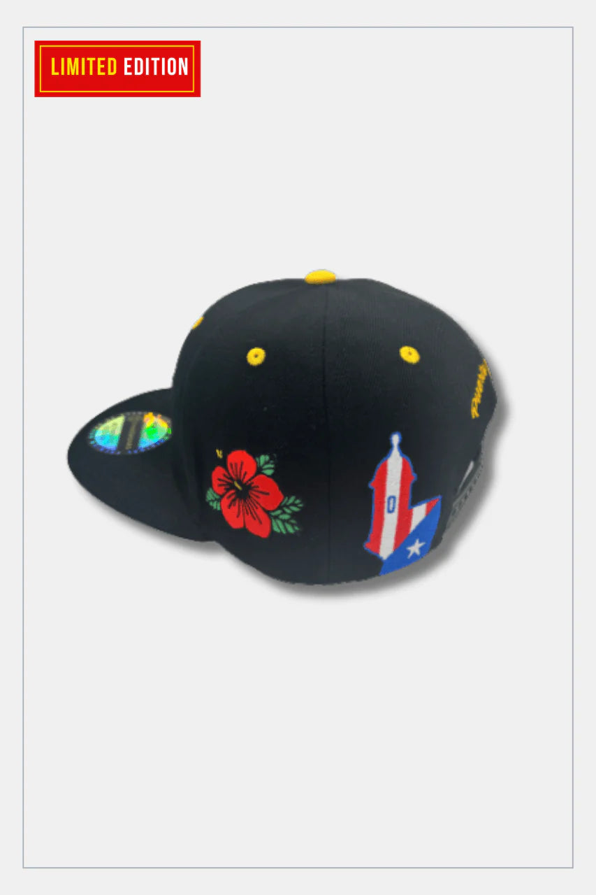 Puerto Rico Hat - Black 5D Embroidered Snapback With Patches Tainowears
