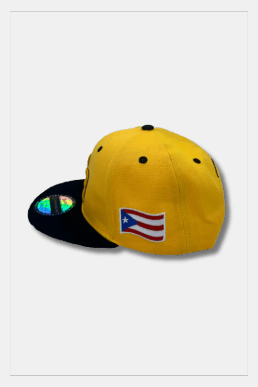 Puerto Rico PR Golden Yellow Black SnapBack One Size Fit All Tainowears