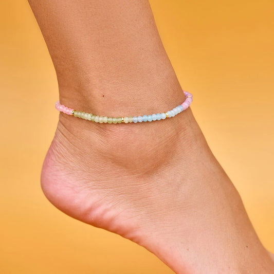 Ombre Rainbow Bead Stretch Anklet