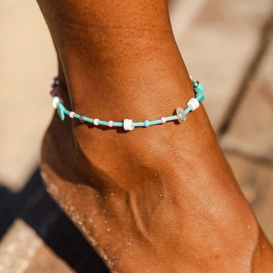 Mixed Gemstone Chip SL Stretch Anklet