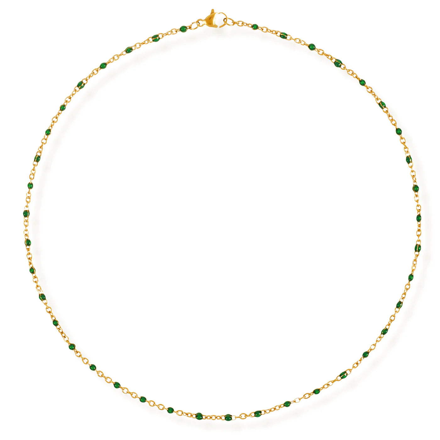 Evie Green Dainty Enamel Beaded Necklace