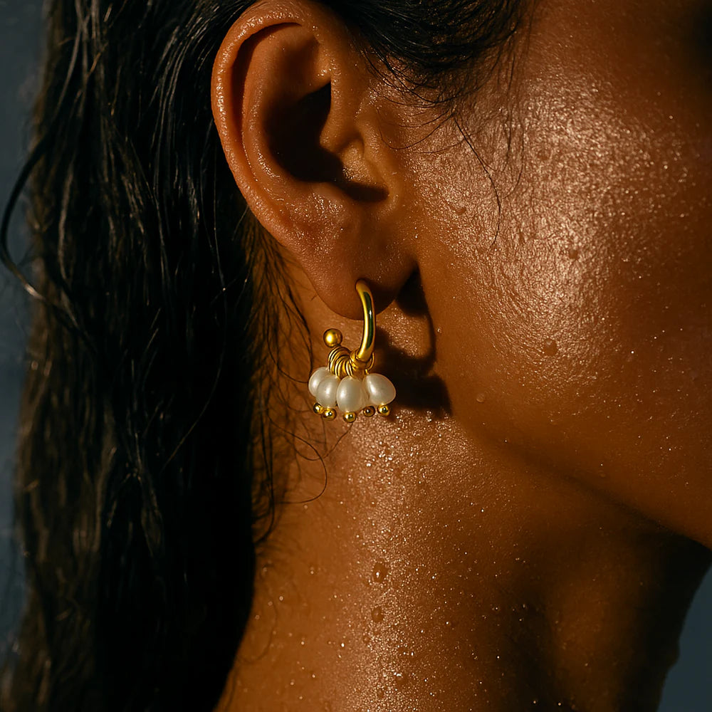 Chara Mini Hoop Pearl Earrings
