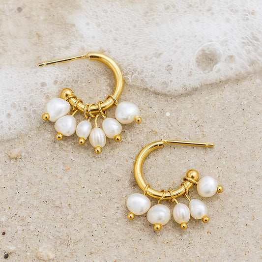 Chara Mini Hoop Pearl Earrings