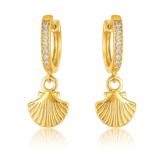 Citara Huggie Hoop Shell Earring