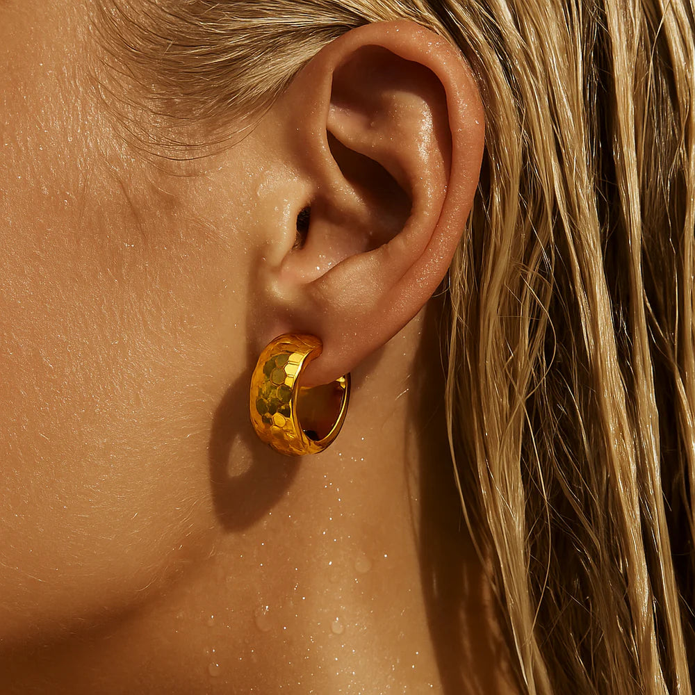 Brennan Hammered Huggie Hoop Earring