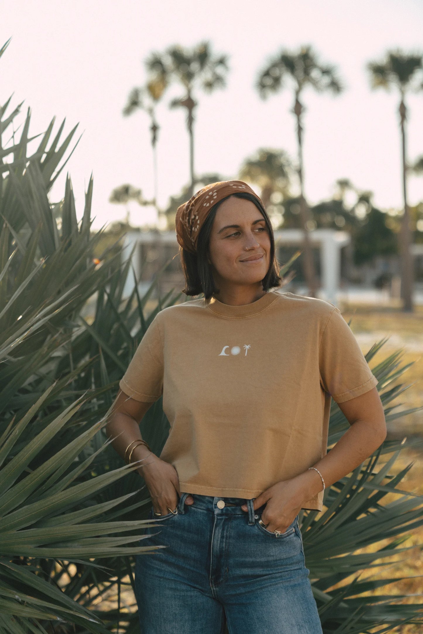 Wave Sun Palm Crop Top