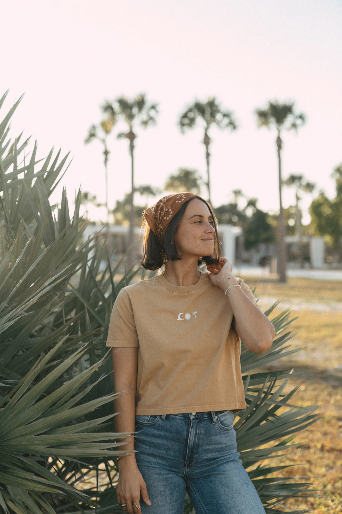 Wave Sun Palm Crop Top