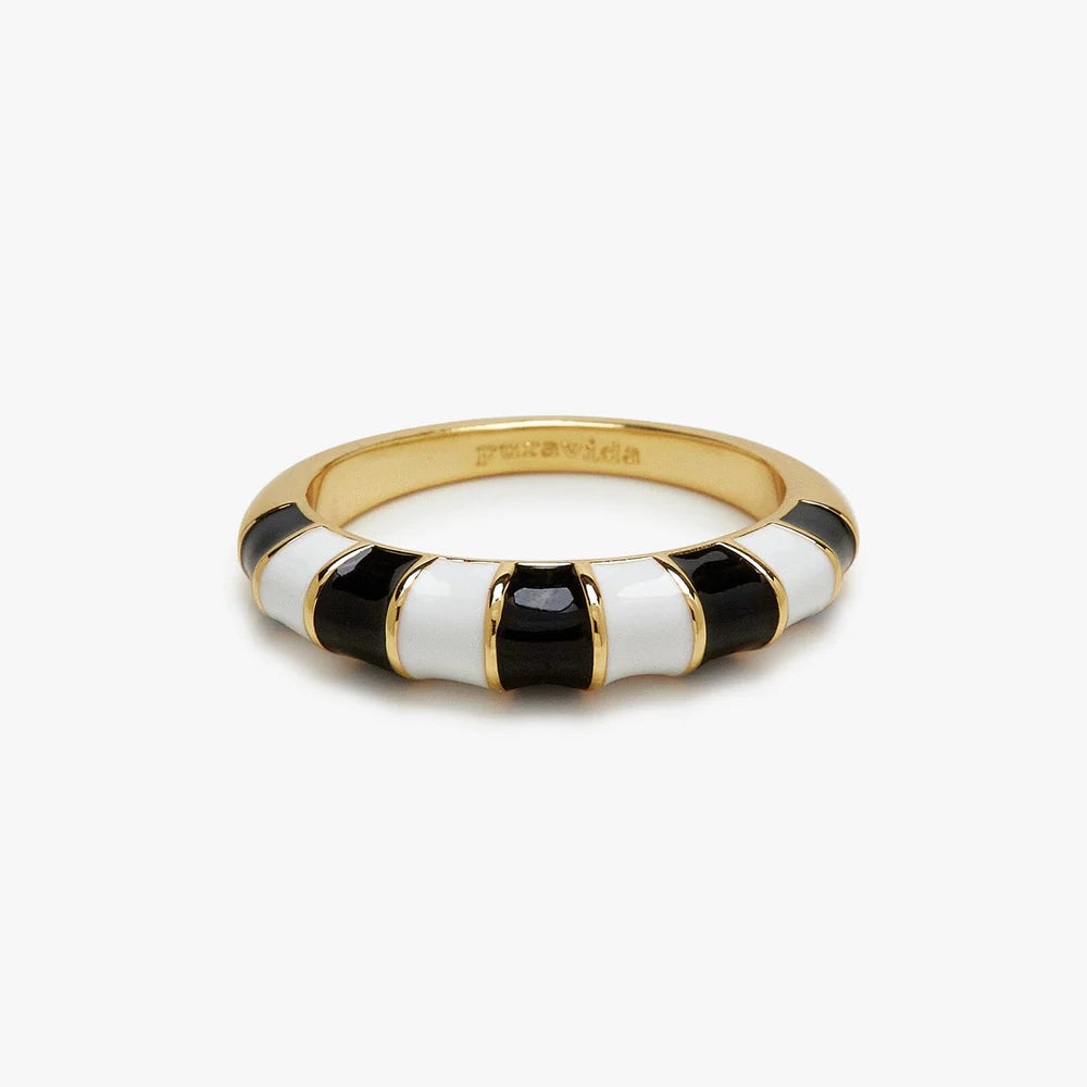 Striped Enamel Gold Ring