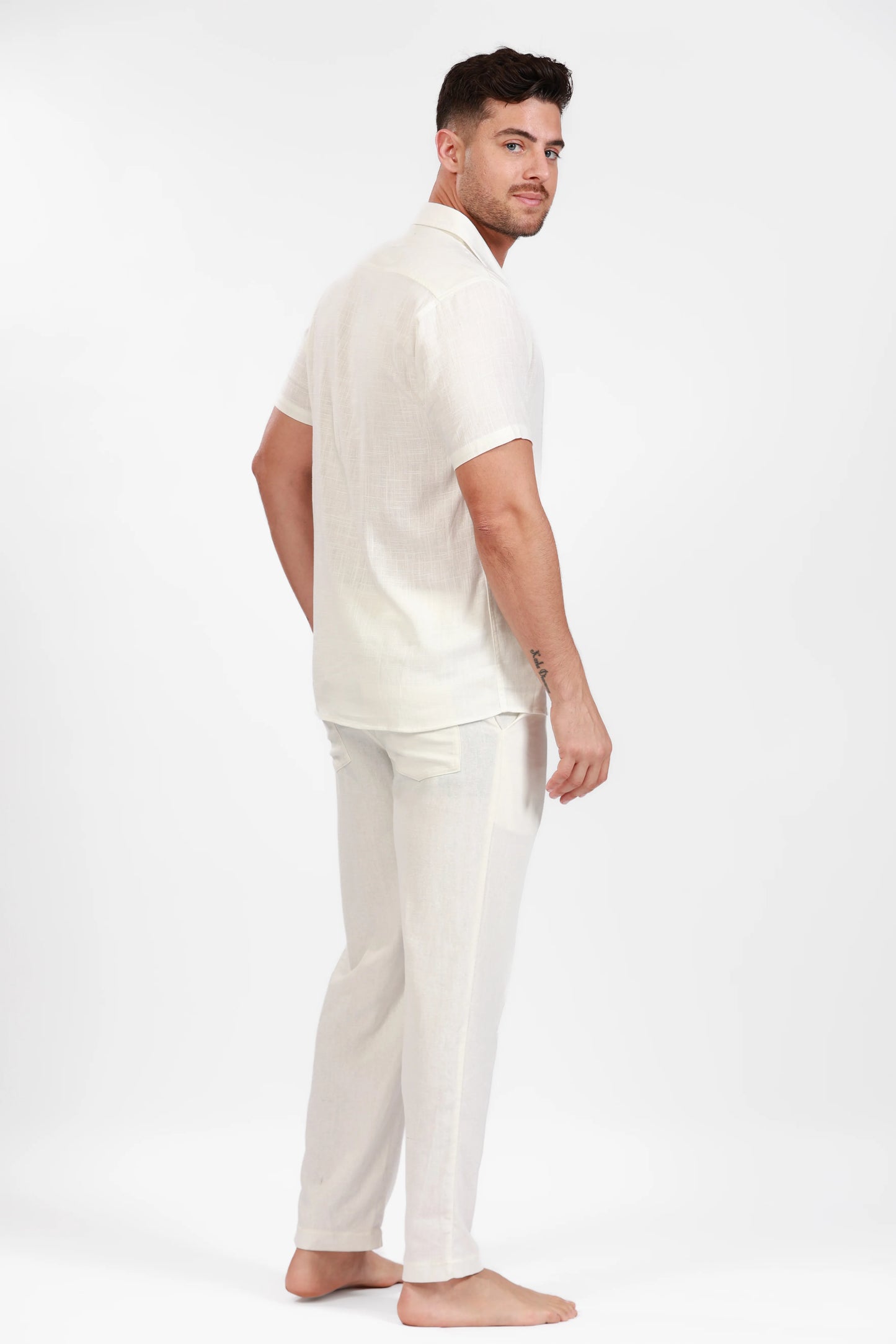 White Linen Joggers