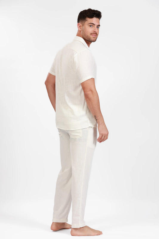 White Linen Joggers