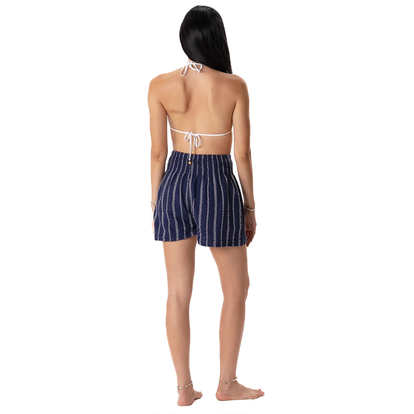 Navy Sailor Stripe Cotton Shorts