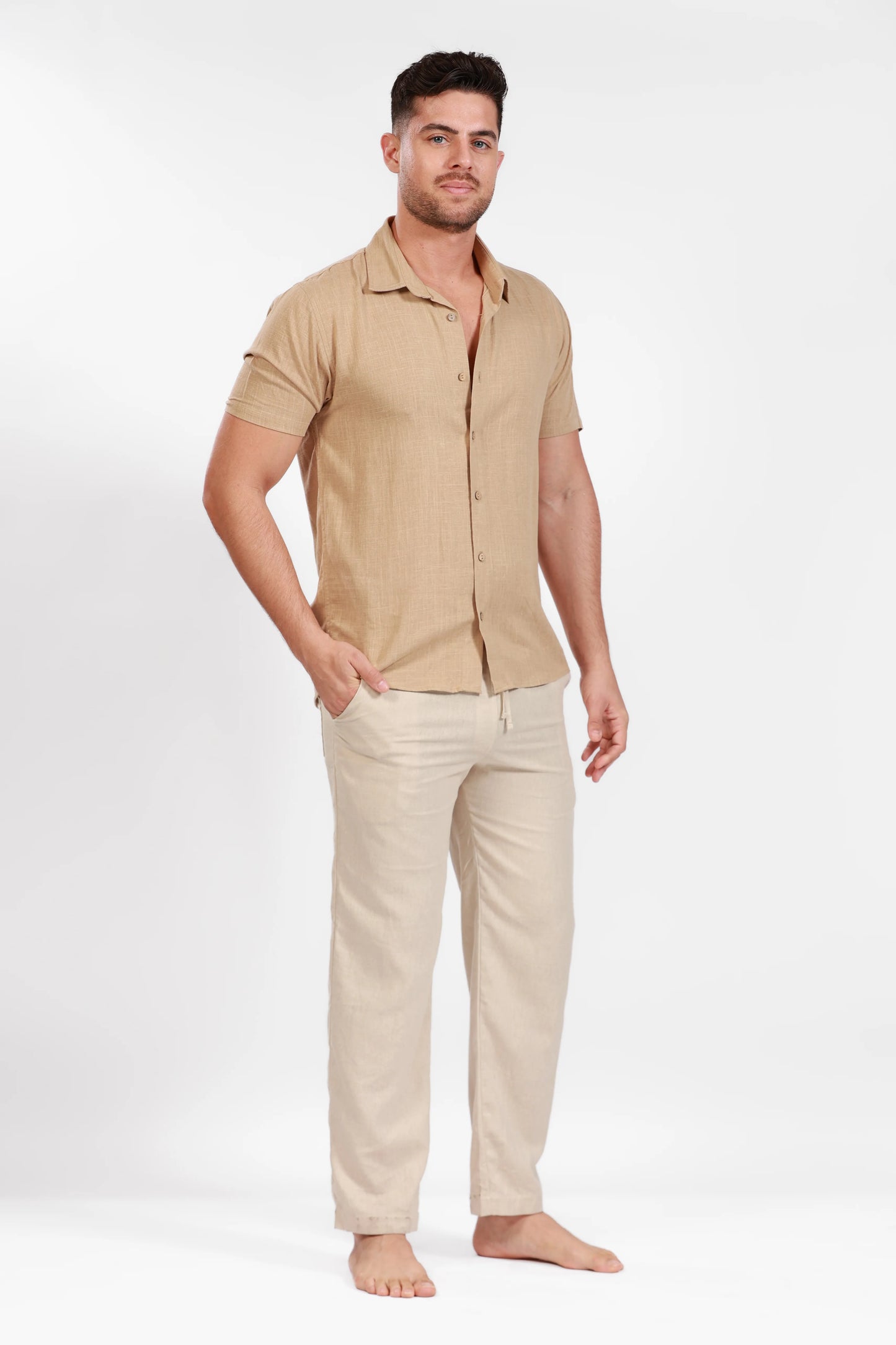 White Linen Joggers