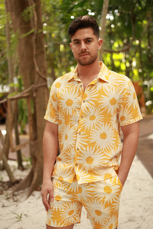 Linen Printed Button Down Shirt