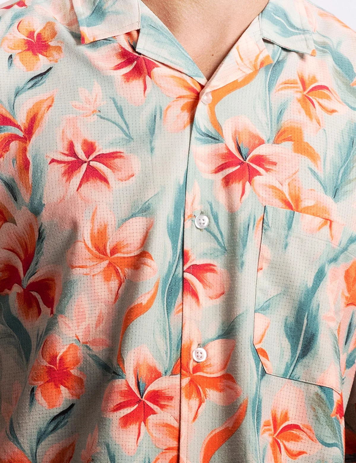 Pastel Flower Stretch Button Up