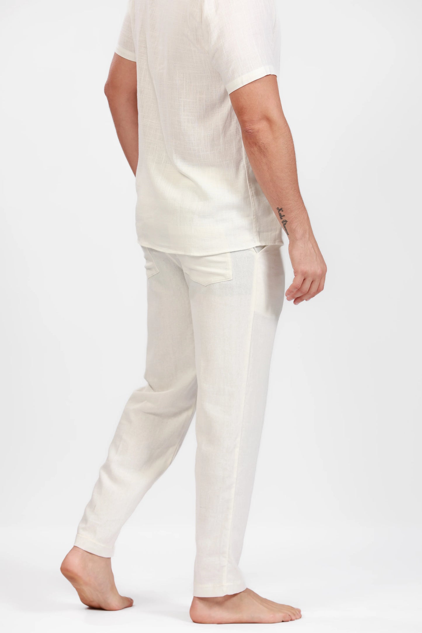 White Linen Joggers
