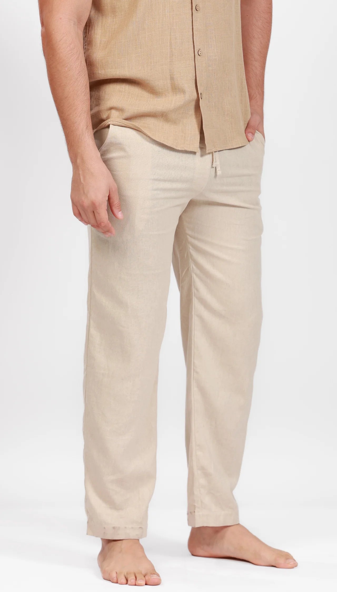 White Linen Joggers