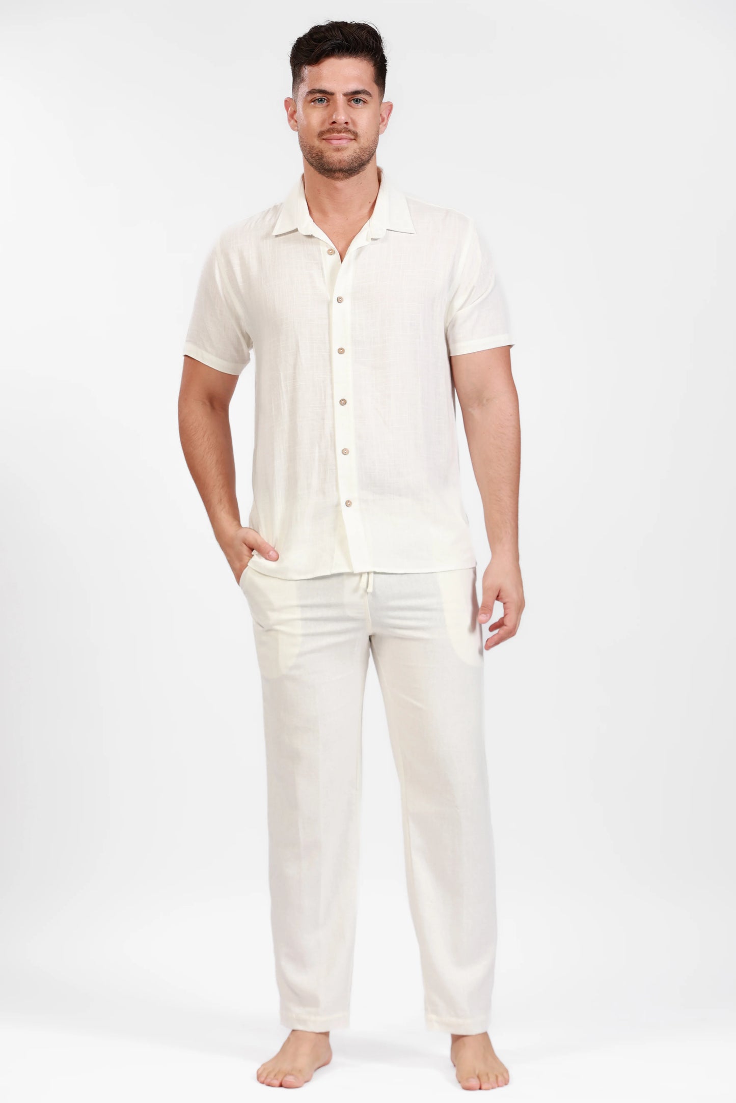White Linen Joggers