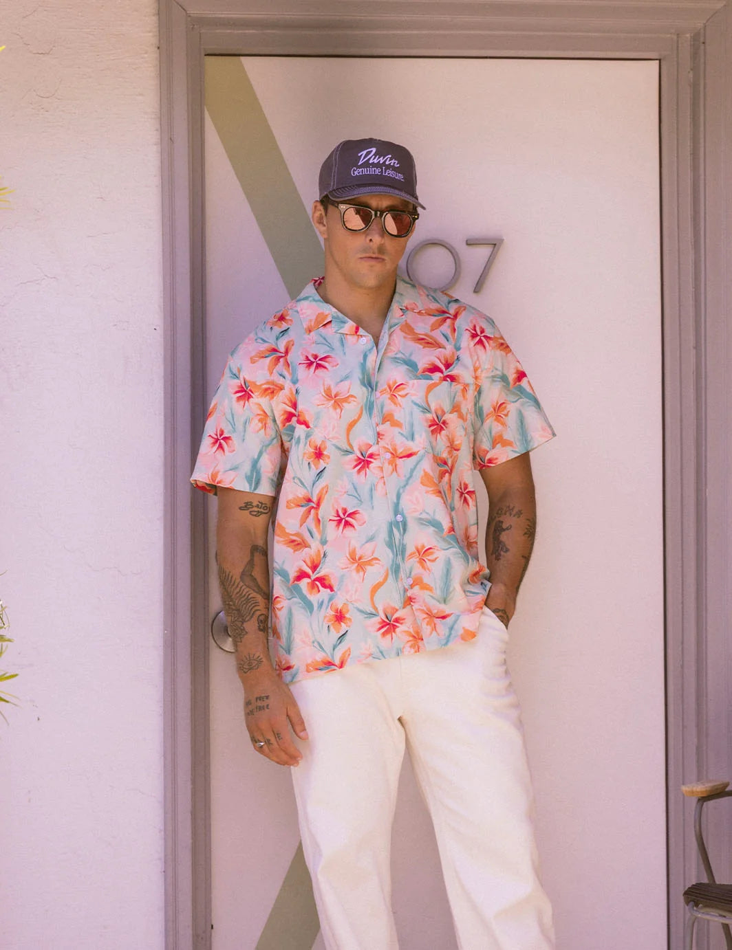 Pastel Flower Stretch Button Up