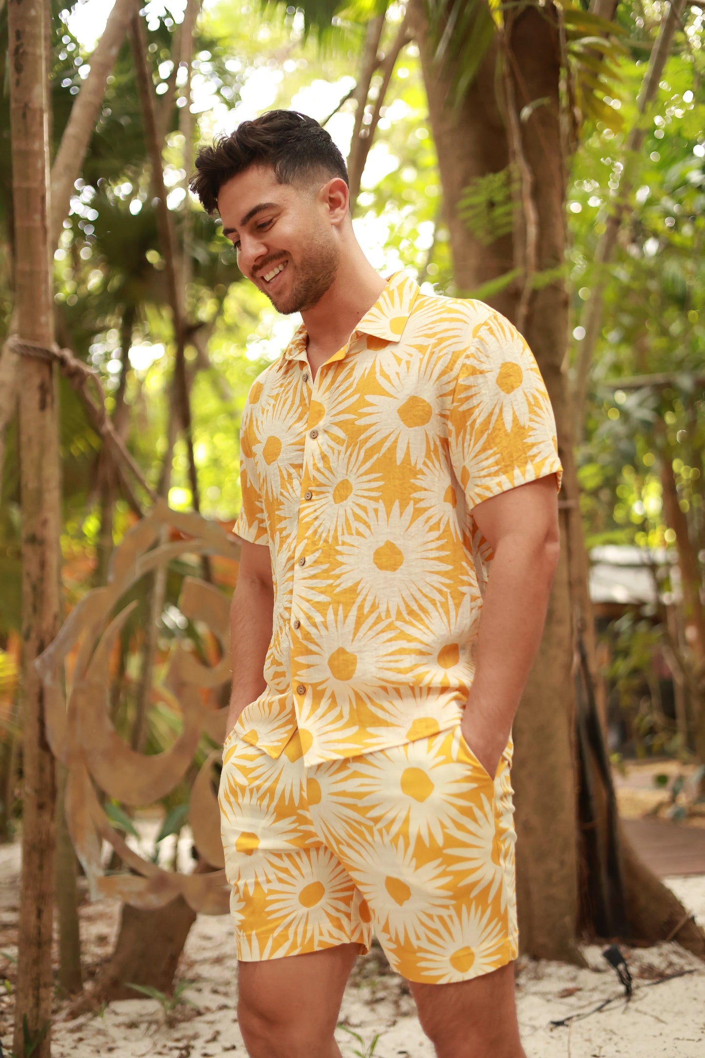 Linen Printed Button Down Shirt