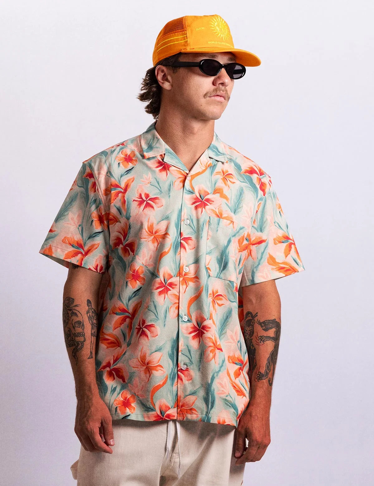 Pastel Flower Stretch Button Up
