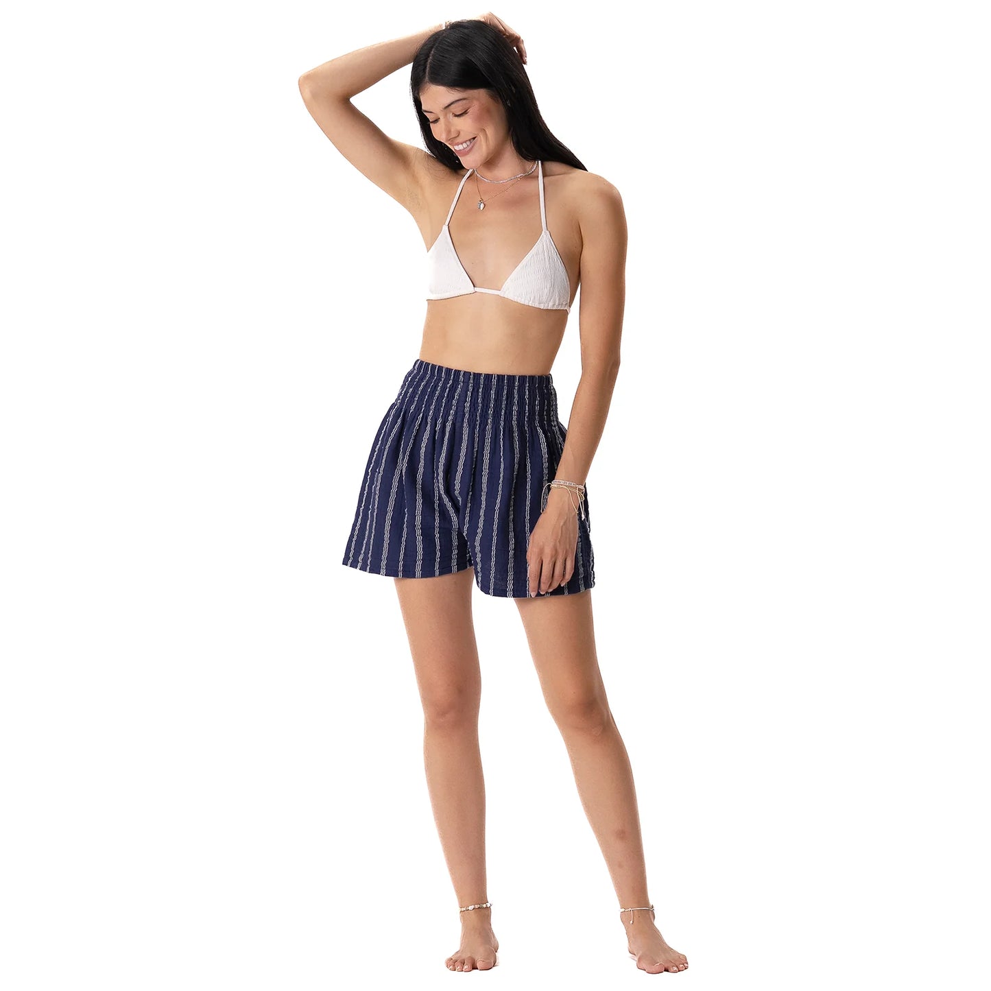 Navy Sailor Stripe Cotton Shorts