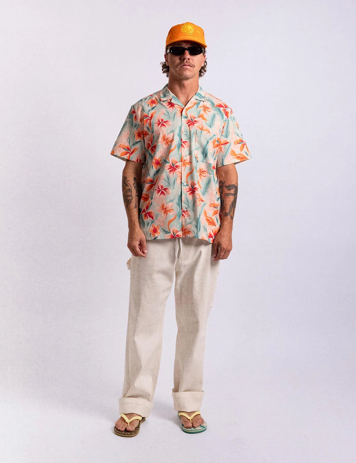 Pastel Flower Stretch Button Up