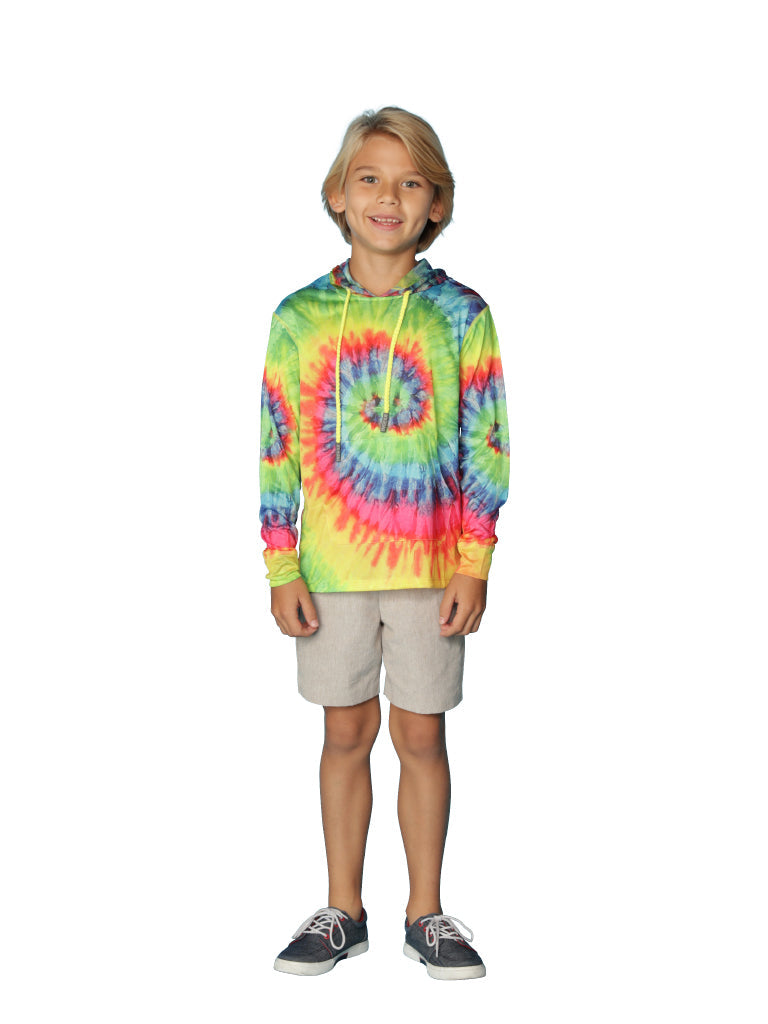 Boy's Long Sleeve Printed Hoodie Tie-Dye Multicolor