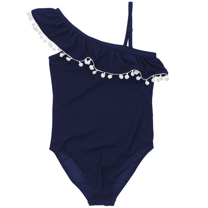 Navy One Shoulder Frill Swimsuit